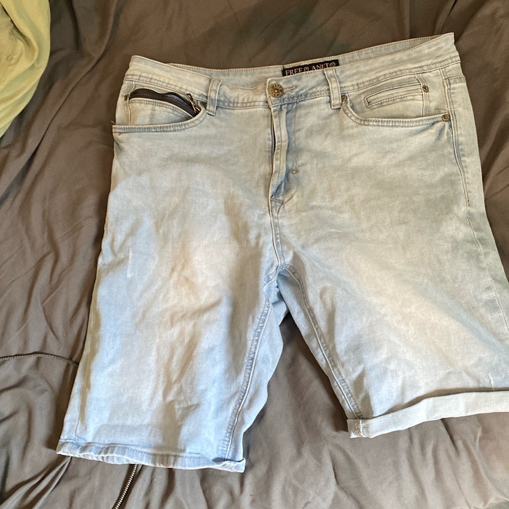 Free planet denim shorts